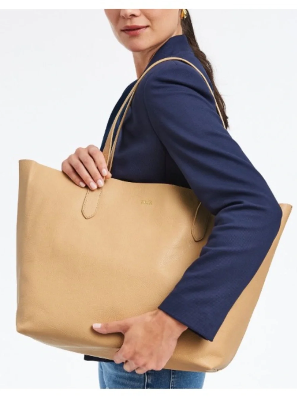 Mark & Graham Brooklyn Leather Oversized Tote Plum Long Weekend